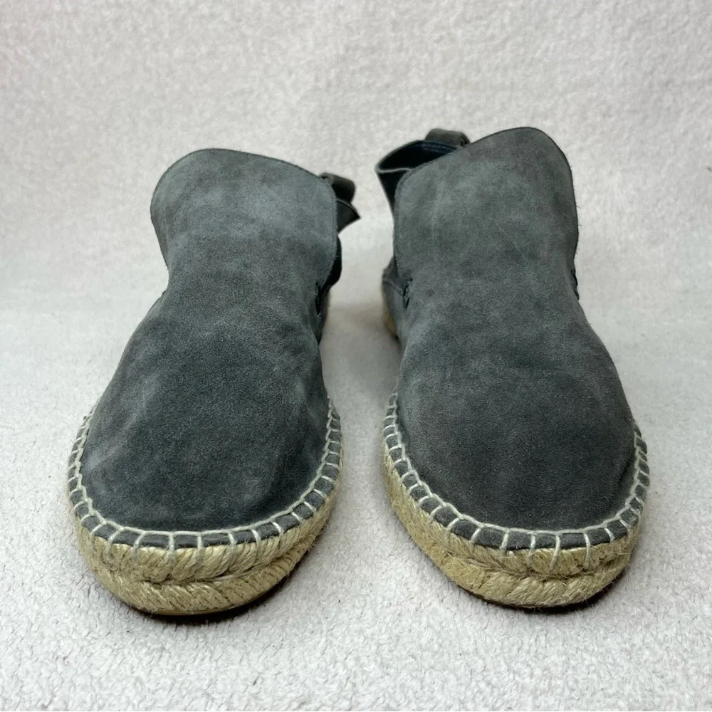 Vince Ronan Suede Slip/Pull On Espadrille Flat Ankle Booties Women’s 8 Gray Boho
